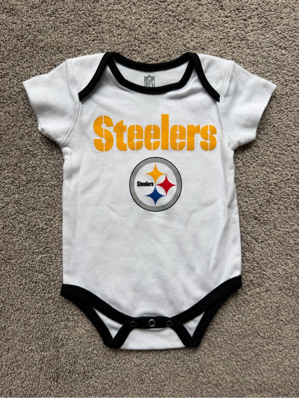 NFL Steelers White One-Piece with Black Trim and Gold Logo